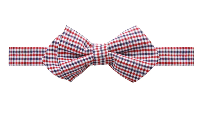 Bräutigamaccessoires Fliege, sportlich modern, weiss-rot-blauer Wollstoff 