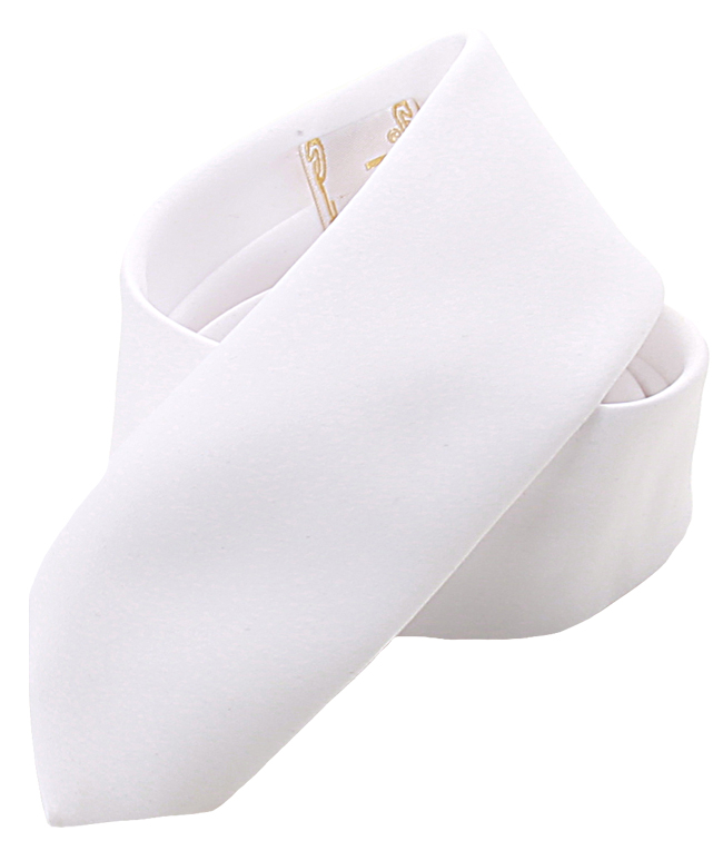 Bräutigamaccessoires Eine Krawatte in weissrem Satin-Stoff, 6,5 cm weit.